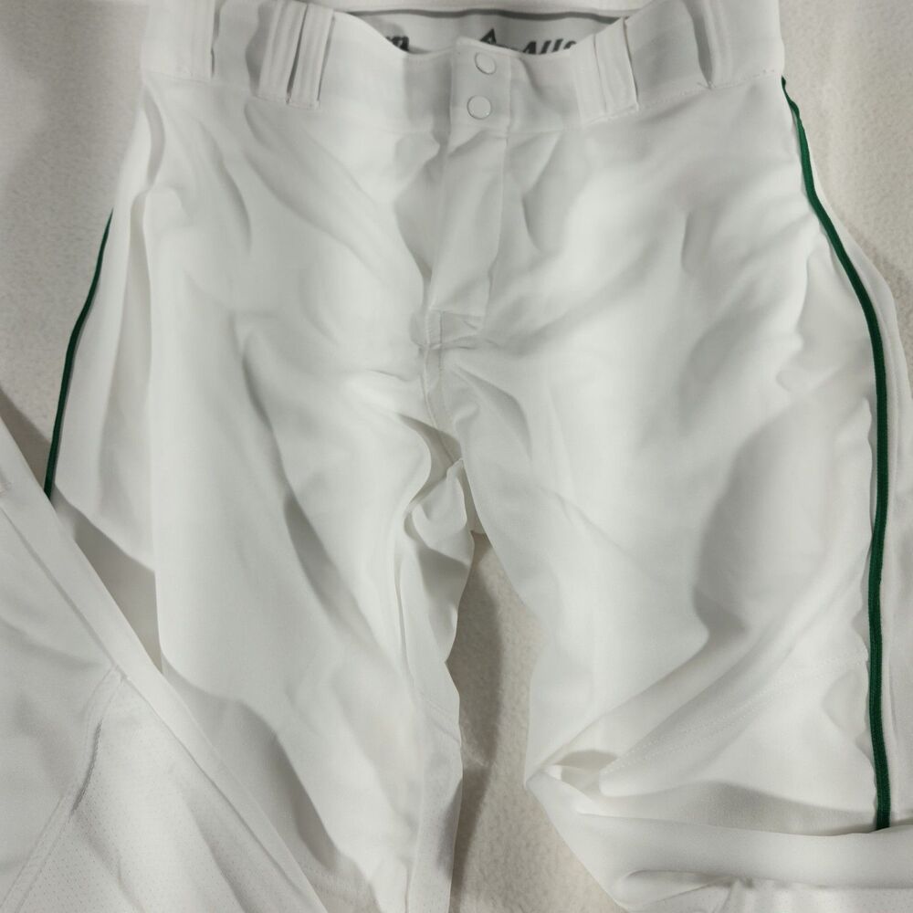 Alleson Athletics Baseball Pants Mens Size L White with green stripe
